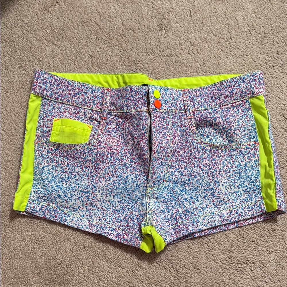 Andrew Christian Neon and Speckled Jean Shorts